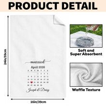 Married Calendar With Heart Special Date Design - Personalized Kitchen Towel - CPL1725_TOWL
