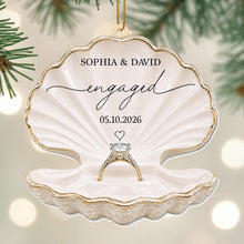 Married Seashell And Engagement Ring Heart Design - Personalized Custom Acrylic Ornament, Christmas Gift - CPL1788_ACO