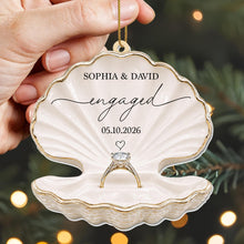 Married Seashell And Engagement Ring Heart Design - Personalized Custom Acrylic Ornament, Christmas Gift - CPL1788_ACO