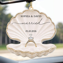 Married Seashell And Engagement Ring Heart Design - Personalized Custom Acrylic Ornament, Christmas Gift - CPL1788_ACO
