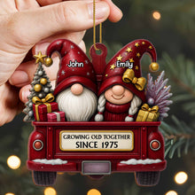 Growing Old Together, Red Truck With Christmas Gnomes - Personalized Custom Wood Ornament, Custom Shaped - CPL484_WDO