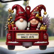 Growing Old Together, Red Truck With Christmas Gnomes - Personalized Custom Wood Ornament, Custom Shaped - CPL484_WDO