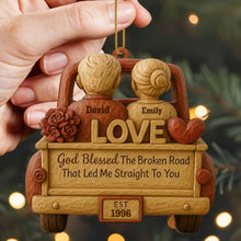 God Blessed The Broken Road, Car And Hearts Design - Personalized Custom Wood Ornament, Custom Shaped - CPL672_WDO