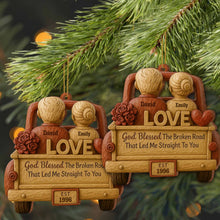 God Blessed The Broken Road, Car And Hearts Design - Personalized Custom Wood Ornament, Custom Shaped - CPL672_WDO