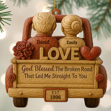 God Blessed The Broken Road, Car And Hearts Design - Personalized Custom Wood Ornament, Custom Shaped - CPL672_WDO