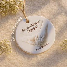 Our 1st Christmas Engaged, Hands With Ring - Personalized Custom Ceramic Ornament With Round Shape - CPL773_RCE