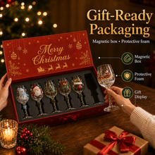 🎨 Deluxe 3D Sculpted Christmas Wine Glass Set (6-Piece) — Luxury Gift Box