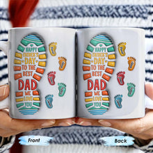 Happy Father's Day To The Best Dad We Love You, Footprints and Letters - Personalized Custom Coffee Mug - DAD038_MG