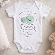 Happy 1st Father's Day To The Best Daddy In The World Earth And Stars - Personalized Custom Baby Onesie - DAD315_ONES