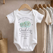 Happy 1st Father's Day To The Best Daddy In The World Earth And Stars - Personalized Custom Baby Onesie - DAD315_ONES