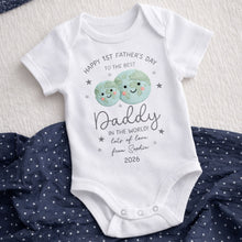 Happy 1st Father's Day To The Best Daddy In The World Earth And Stars - Personalized Custom Baby Onesie - DAD315_ONES