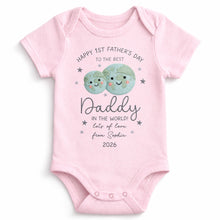 Happy 1st Father's Day To The Best Daddy In The World Earth And Stars - Personalized Custom Baby Onesie - DAD315_ONES