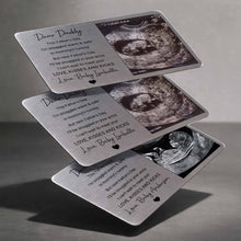 Dear Daddy Snuggled In Mommy's Tummy Ultrasound Photo Wallet Card - Personalized Aluminum Wallet Card - DAD524_ALCA