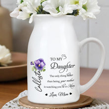 To My Daughter Watching You Be A Mom With Flowers - Personalized Ceramic Flower Vase - DAU079_CEV