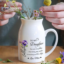 To My Daughter Watching You Be A Mom With Flowers - Personalized Ceramic Flower Vase - DAU079_CEV