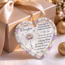 To My Daughter Even When I Am Not Close By Flower Butterfly - Personalized Custom Ceramic Ornament With Heart Shape - DAU576_HCE