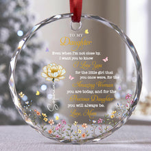 To My Daughter I Love You Precious Daughter With Birth Month Flower - Personalized Custom Circle Glass Ornament - DAU612_CGOR