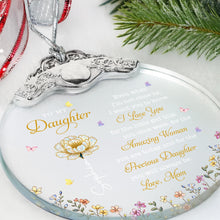 To My Daughter Amazing Woman Precious Daughter Birth Month Flower - Personalized Glass Ornament With Silver Cap - DAU612_GOSICA
