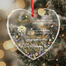 To My Daughter Even When I Am Not Close Birth Month Flower - Personalized Heart Glass Ornament - DAU612_HEGOR