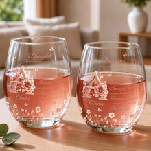 To My Daughter Amazing Woman Rose Gold Alphabet Flower - Personalized Stemless Wine Glass - DAU707_WIGL