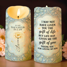 To My Daughter-In-Law, Thank You For Loving My Son, Flower Design - Personalized Custom LED Candle - DILA012_LECA