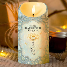 To My Daughter-In-Law, Thank You For Loving My Son, Flower Design - Personalized Custom LED Candle - DILA012_LECA