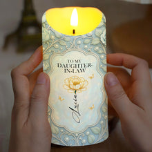 To My Daughter-In-Law, Thank You For Loving My Son, Flower Design - Personalized Custom LED Candle - DILA012_LECA