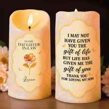 To My Daughter-In-Law Thank You For Loving My Son - Personalized Custom LED Candle - DILA022_LECA