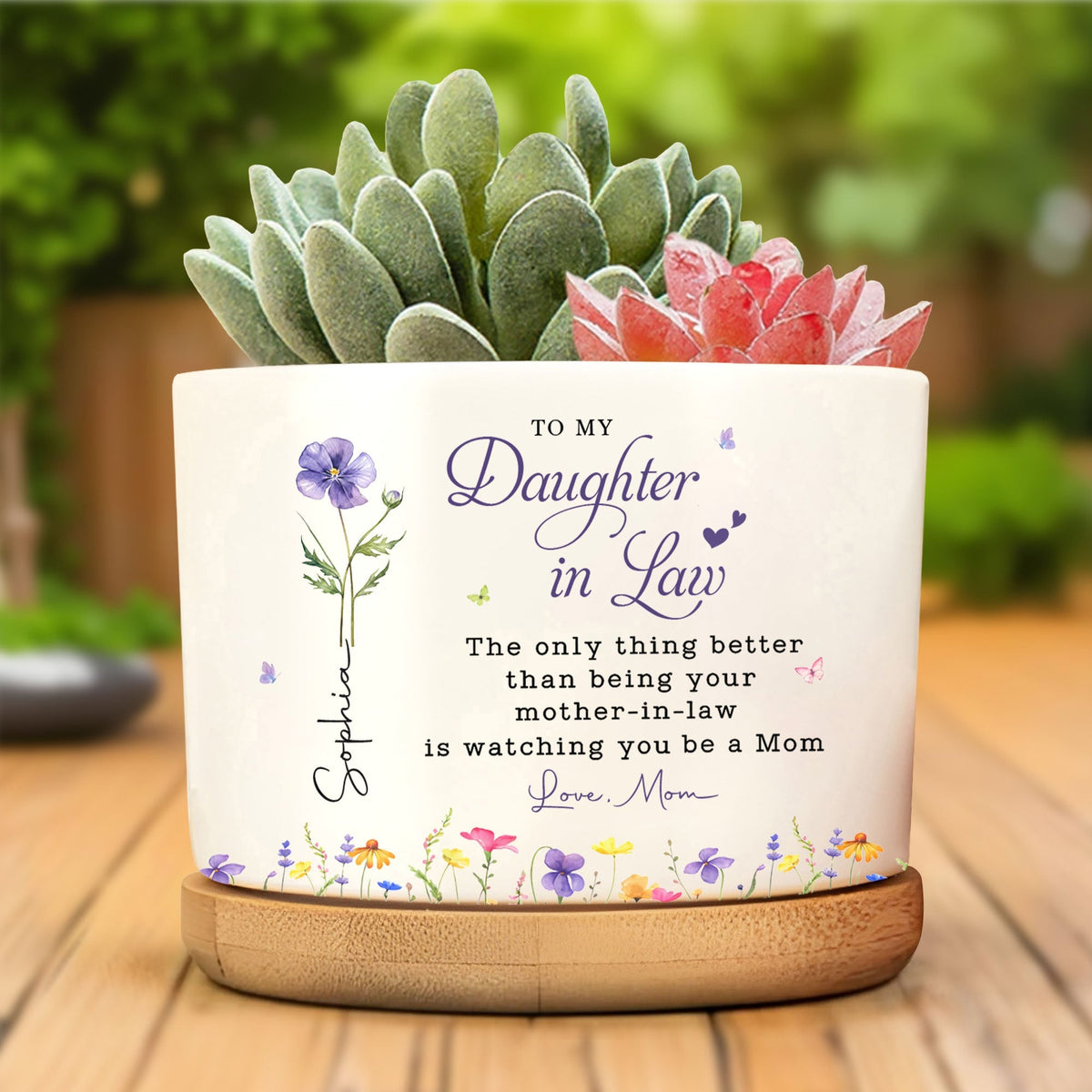 To My Daughter In Law - Personalized Ceramic Plant Pot - DILA096_CEP