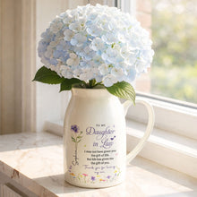 To My Daughter In Law Life Has Given Me The Gift Of You Birth Month Flower - Personalized Ceramic Flower Vase - DILA120_CEV