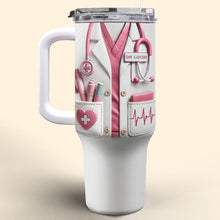 Medical Essentials, Stethoscope And Heartbeat Line - Personalized 40oz Tumbler With Straw - DOC002_TBS