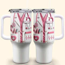 Medical Essentials, Stethoscope And Heartbeat Line - Personalized 40oz Tumbler With Straw - DOC002_TBS