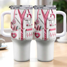 Medical Essentials, Stethoscope And Heartbeat Line - Personalized 40oz Tumbler With Straw - DOC002_TBS