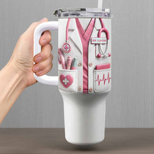 Medical Essentials, Stethoscope And Heartbeat Line - Personalized 40oz Tumbler With Straw - DOC002_TBS