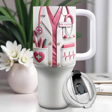Medical Essentials, Stethoscope And Heartbeat Line - Personalized 40oz Tumbler With Straw - DOC002_TBS