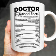 Doctor Nutritional Facts, Hardworking, Compassion, Problem-Solving, Medical Coat and Stethoscope - Personalized Custom Coffee Mug - DOC009_MG