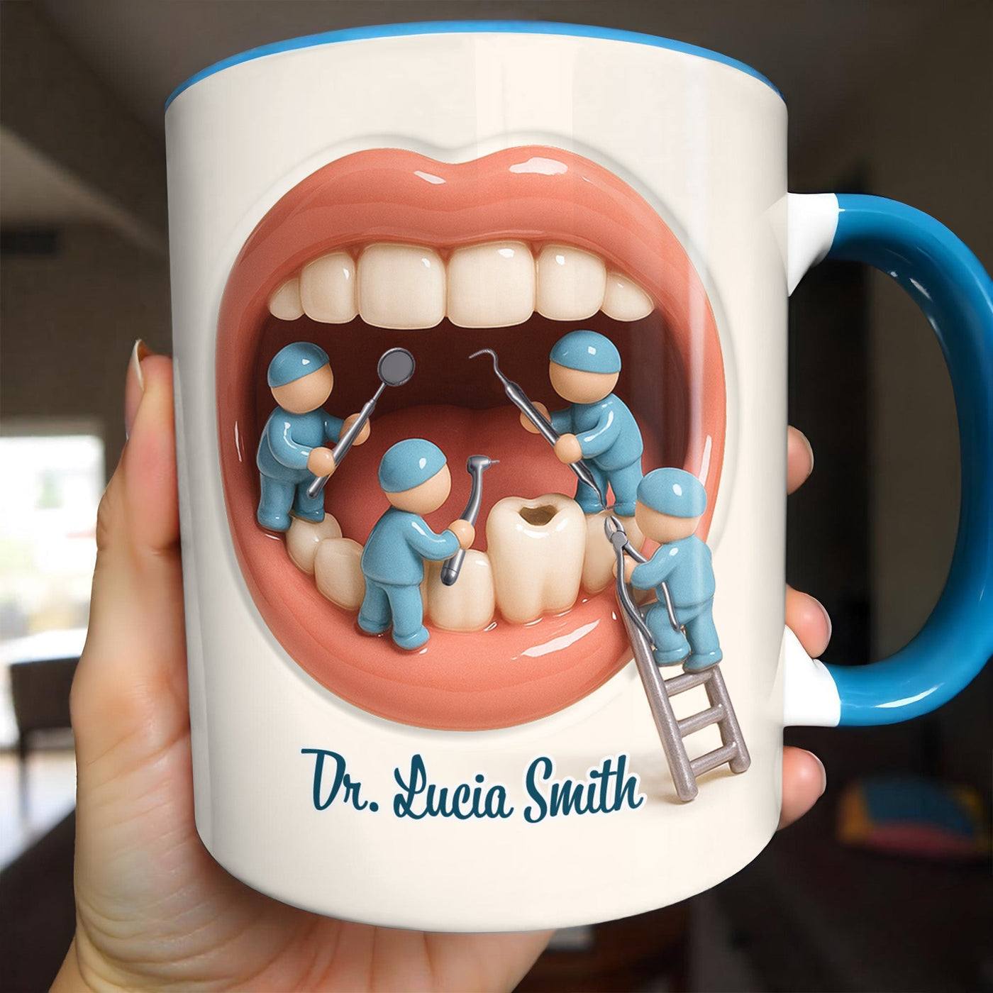 Unique Gift For Dental Professionals And Teeth Enthusiasts - Personalized Custom Accent Mug - DOC069_AMUG