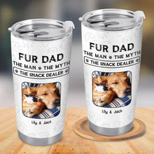 Fur Dad The Man The Myth The Snack Dealer Paw Prints Pet Photos - Personalized Custom Stainless Steel Tumbler 20oz 30oz - DOG034_TB