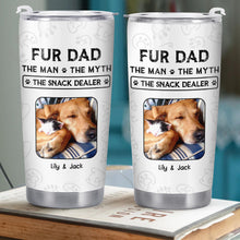 Fur Dad The Man The Myth The Snack Dealer Paw Prints Pet Photos - Personalized Custom Stainless Steel Tumbler 20oz 30oz - DOG034_TB