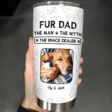 Fur Dad The Man The Myth The Snack Dealer Paw Prints Pet Photos - Personalized Custom Stainless Steel Tumbler 20oz 30oz - DOG034_TB
