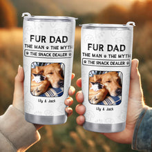 Fur Dad The Man The Myth The Snack Dealer Paw Prints Pet Photos - Personalized Custom Stainless Steel Tumbler 20oz 30oz - DOG034_TB