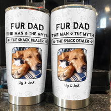 Fur Dad The Man The Myth The Snack Dealer Paw Prints Pet Photos - Personalized Custom Stainless Steel Tumbler 20oz 30oz - DOG034_TB