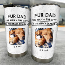 Fur Dad The Man The Myth The Snack Dealer Paw Prints Pet Photos - Personalized Custom Stainless Steel Tumbler 20oz 30oz - DOG034_TB