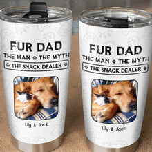 Fur Dad The Man The Myth The Snack Dealer Paw Prints Pet Photos - Personalized Custom Stainless Steel Tumbler 20oz 30oz - DOG034_TB