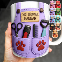 Personalize With Your Name, Paw Prints And Grooming Tools - Personalized Custom Coffee Mug - DOG066_MG