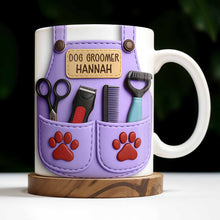 Personalize With Your Name, Paw Prints And Grooming Tools - Personalized Custom Coffee Mug - DOG066_MG