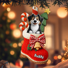 To My Beloved Companion, Christmas Stocking With Dog And Candy Canes - Personalized Custom Wood Ornament, Custom Shaped - DOG107_WDO
