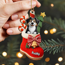 To My Beloved Companion, Christmas Stocking With Dog And Candy Canes - Personalized Custom Wood Ornament, Custom Shaped - DOG107_WDO