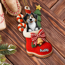 To My Beloved Companion, Christmas Stocking With Dog And Candy Canes - Personalized Custom Wood Ornament, Custom Shaped - DOG107_WDO