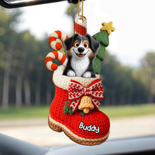 To My Beloved Companion, Christmas Stocking With Dog And Candy Canes - Personalized Custom Wood Ornament, Custom Shaped - DOG107_WDO